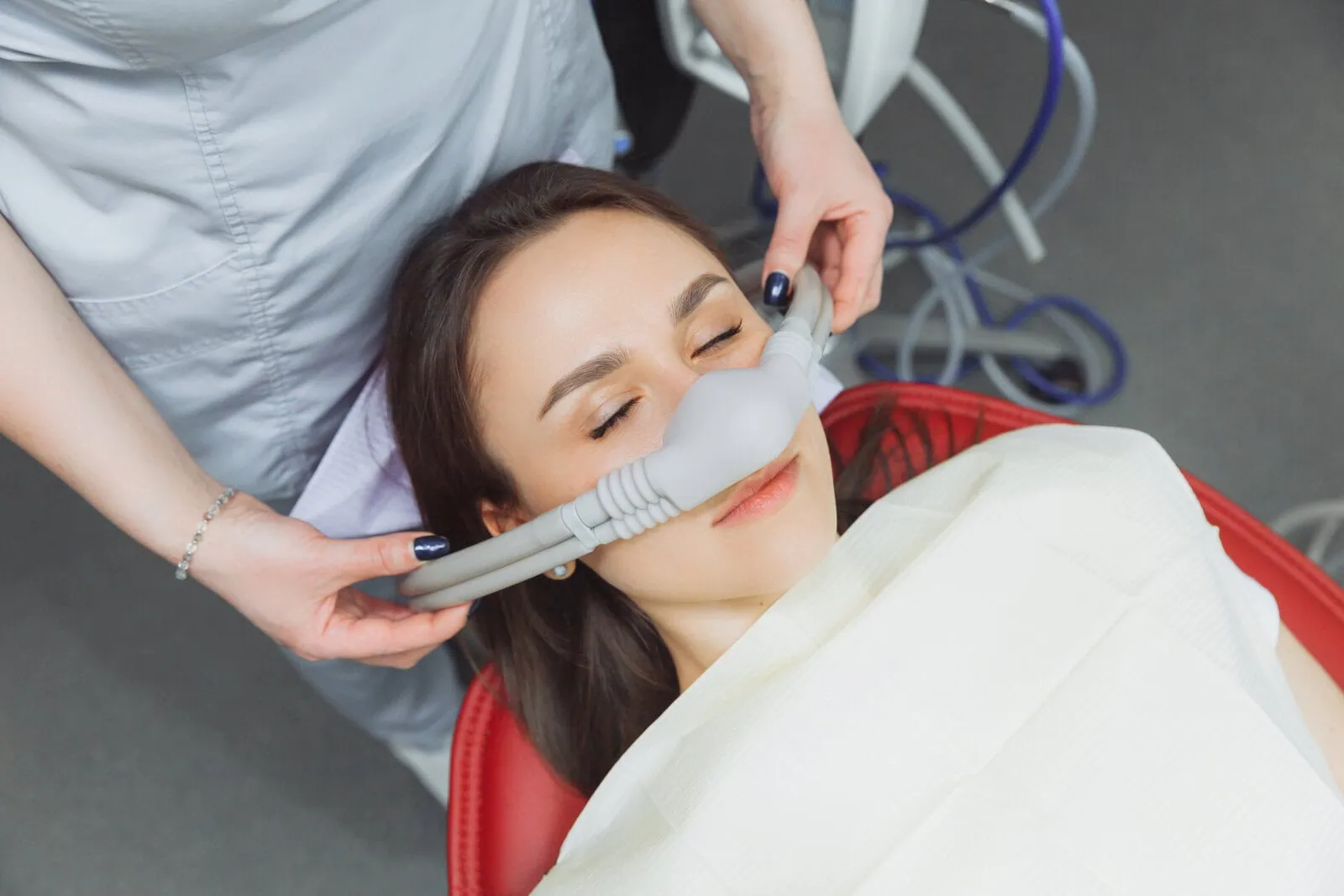 Patient relaxed and comfortable during a dental sedation appointment